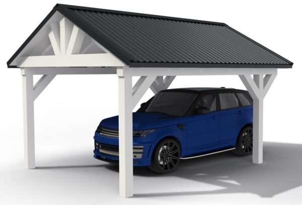 T 18 X oder T 18 DR auf einem Satteldach Carport in RAL 7016 Anthrazit