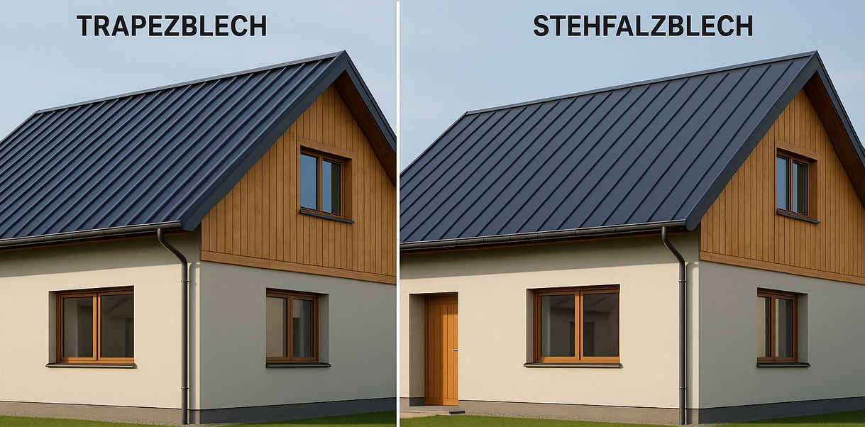 Trapezblech vs. Stehfalzblech im Vergleich: Die richtige Wahl für Ihr Dach 1 dach vergleich mockup Kopie